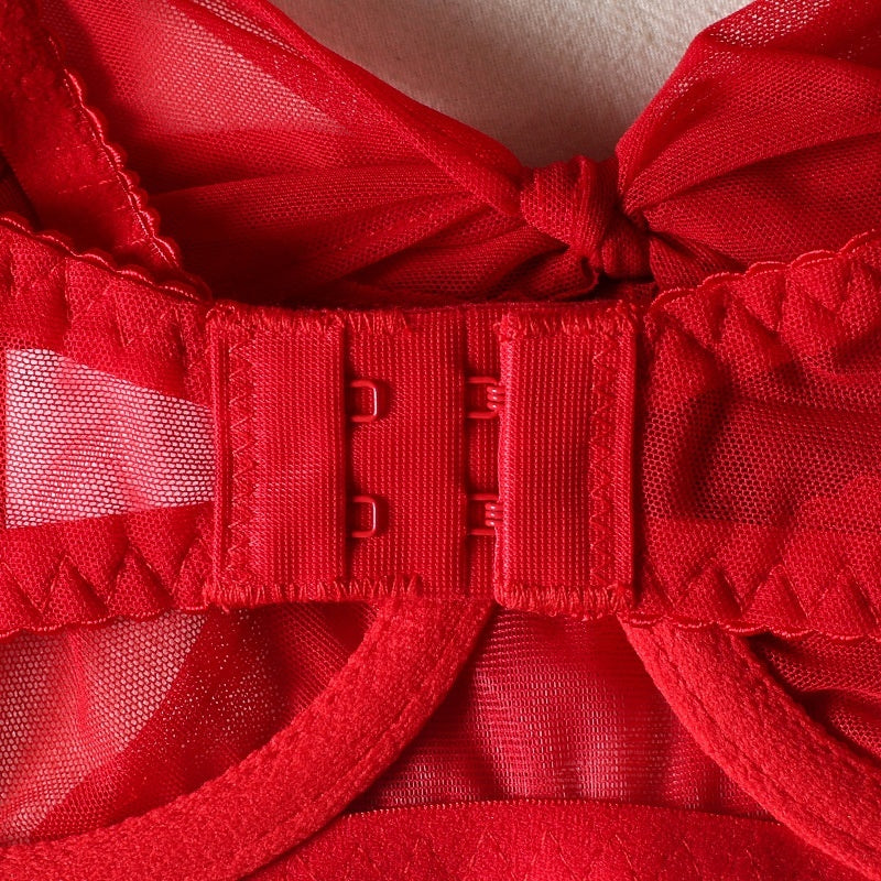 Red Bow See-through Sexy Lingerie Set