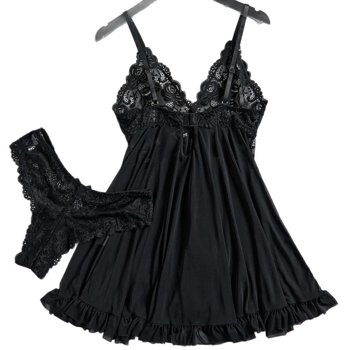 Sexy Lingerie Two-piece Lace Sling Light Mesh V-neck