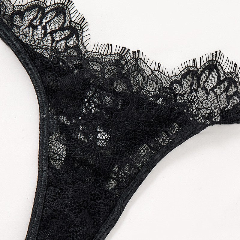 Black Mesh Bra Lace Sexy Lingerie Set