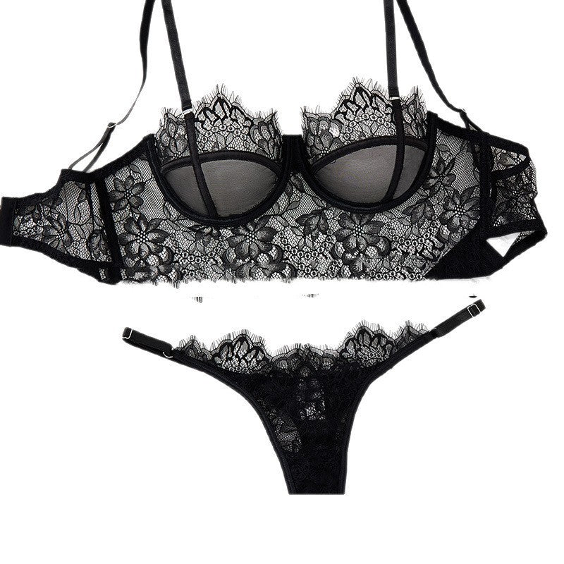 Black Mesh Bra Lace Sexy Lingerie Set