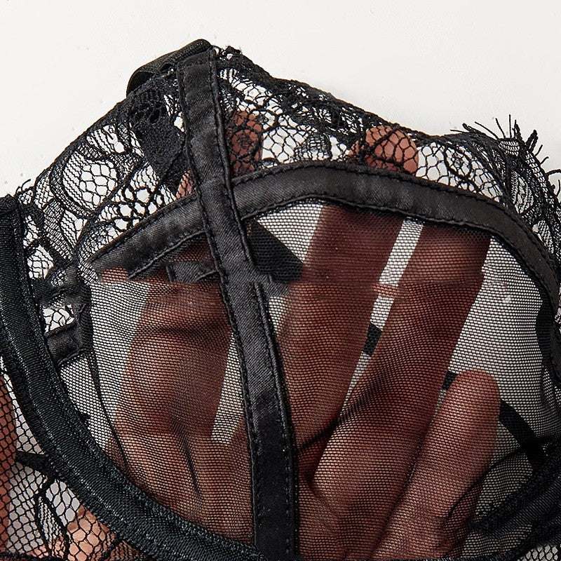 Black Mesh Bra Lace Sexy Lingerie Set