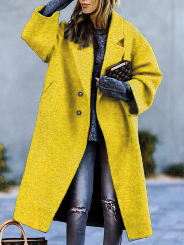 Women's new commuting beltless lapel loose woolen jacket