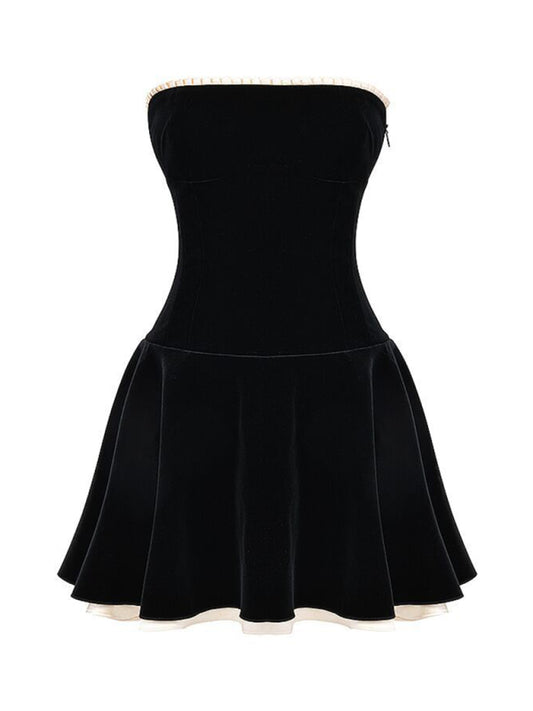 Women's velvet tube top sexy strapless dress