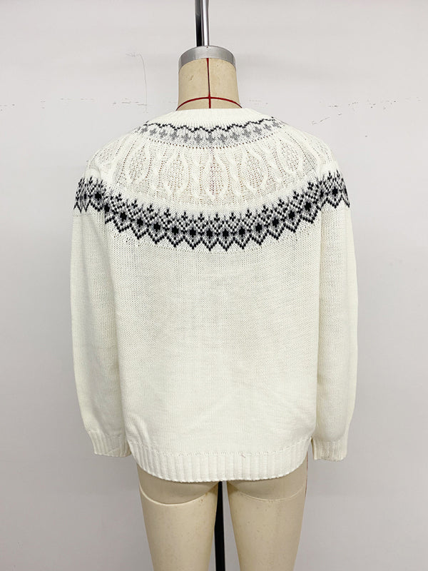 Loose knitted top pullover long-sleeved round neck knitted Fell Island sweater